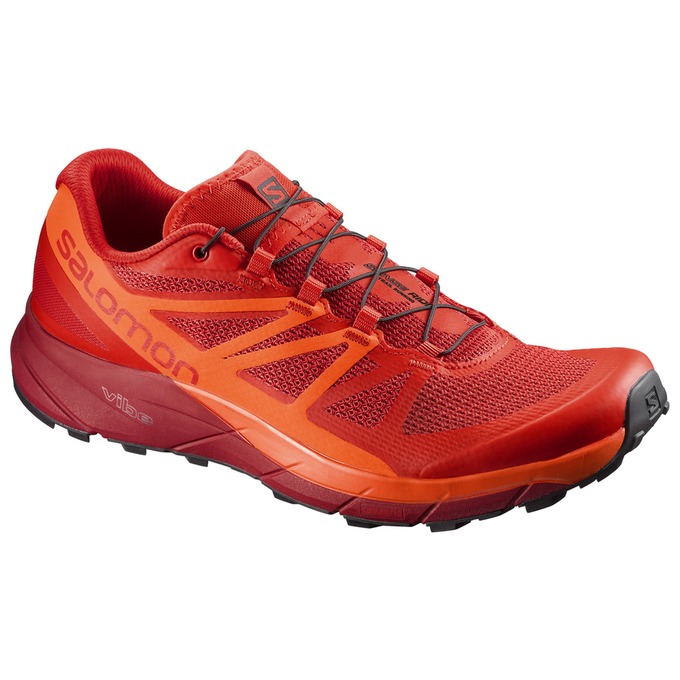 Zapatillas Trail Running Salomon Hombre Rojas Oscuro / Naranjas - Salomon Argentina SENSE RIDE ,3862